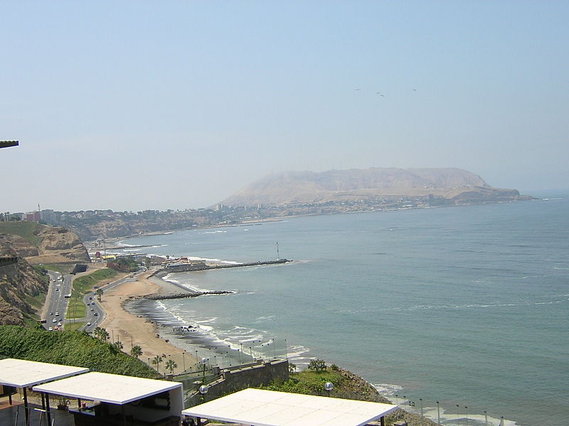 Miraflores beach, beach view, beach beneath the road