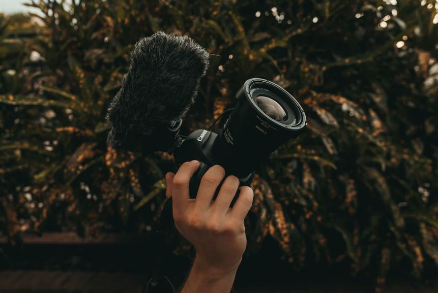 A camera with a microphone