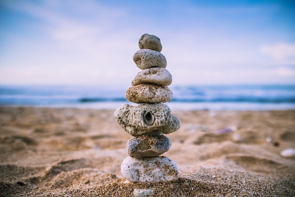 stone stacking at the beach